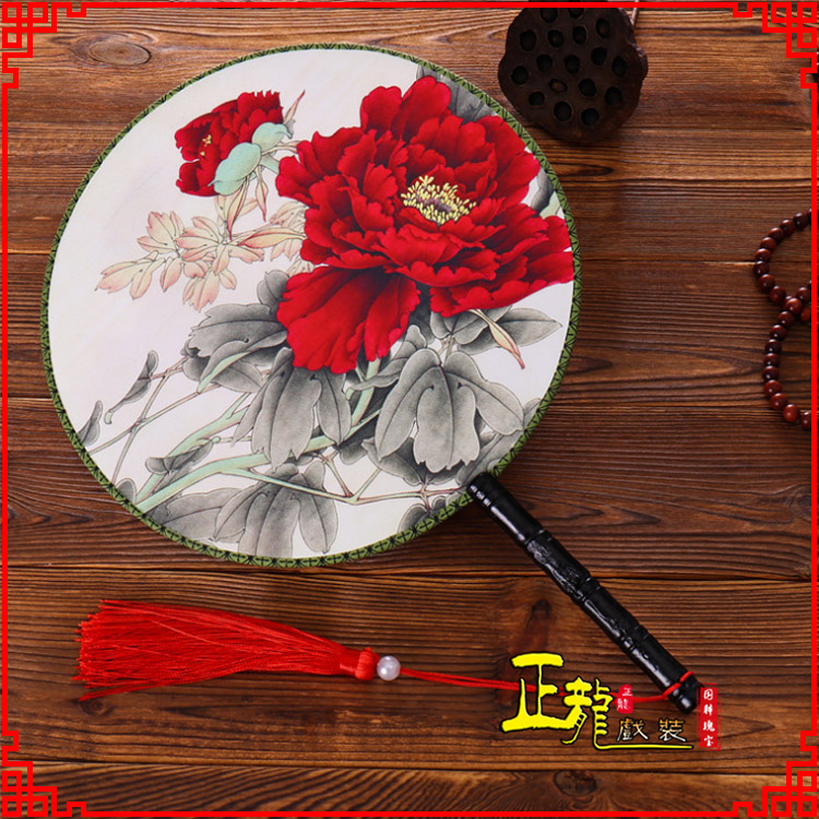 东乡古典中国风团扇空白扇跳舞蹈扇 真丝宫扇