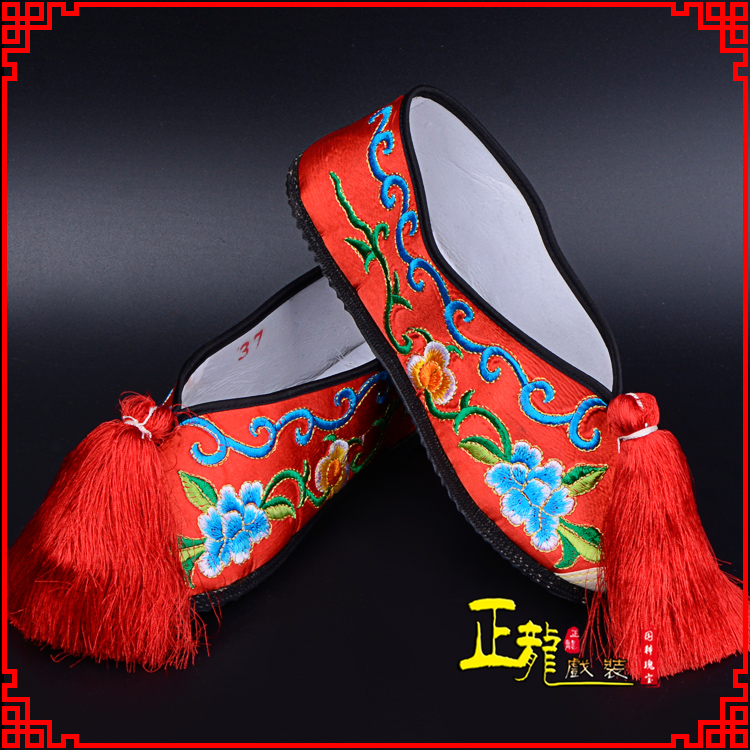 东乡京剧越剧戏曲彩鞋花旦绣花 普平底彩鞋