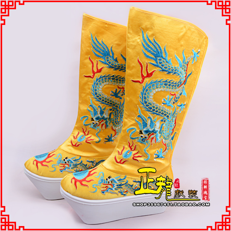 东乡皇帝龙靴变脸靴绣龙靴子厚底官靴 好龙高靴